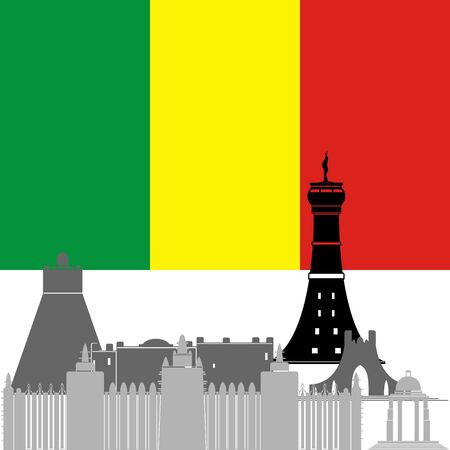 State flags and architecture of the country. Illustration on white background.のイラスト素材