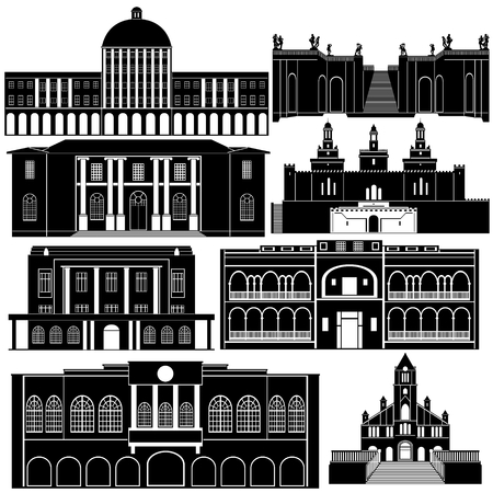 Contour collection of buildings and structures. のイラスト素材