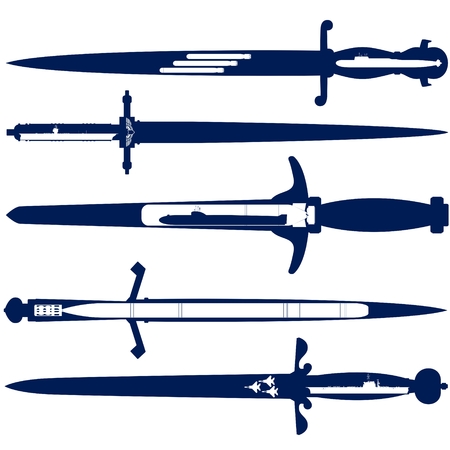 Abstract contours swords, weapons officers of the Navy. Illustration on white background.のイラスト素材