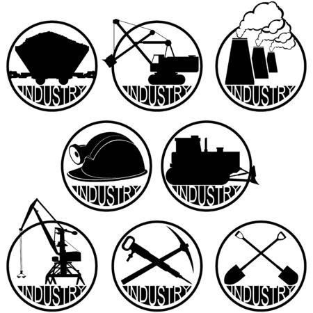 Icons coal mining industry. The illustration on a white background.のイラスト素材