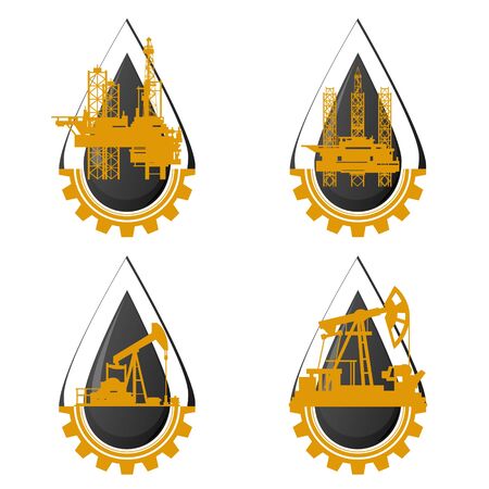 Icons refining and oil industry. The illustration on a white background.のイラスト素材