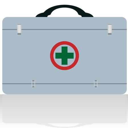 Suitcase with medicines and medical equipment medical worker. The illustration on a white background.のイラスト素材
