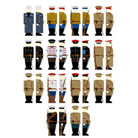 Insignia soldiers and officers of the White Guard in Russia in 1917. The illustration on a white background.のイラスト素材