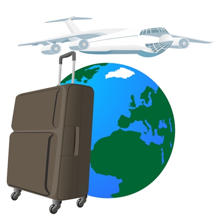 Abstract image of traveling on an airliner. The illustration on a white background.のイラスト素材