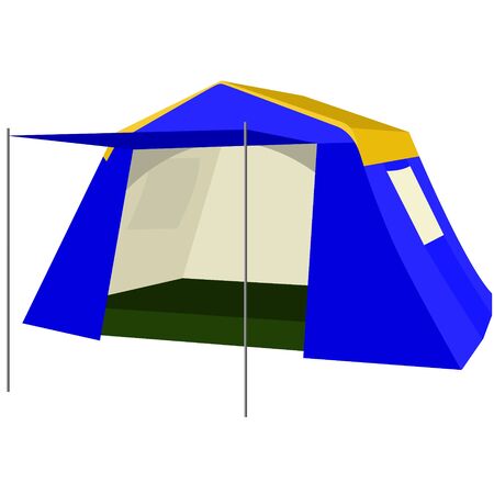 Tent, portable and compact device for tourism. The illustration on a white background.のイラスト素材