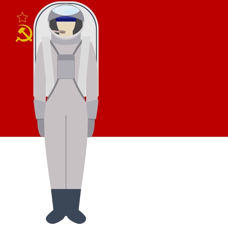 Space suit on background of the flag. The illustration on a white background.のイラスト素材