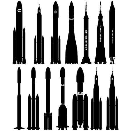 Contours of space rockets. The illustration on a white background.のイラスト素材