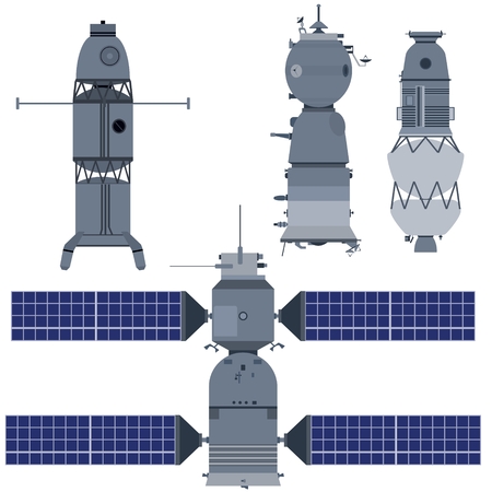 Military research spacecraft. The illustration on a white background.のイラスト素材