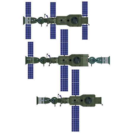Space orbital station of the USSR. The illustration on a white background.のイラスト素材