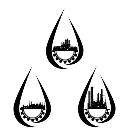 Set the petroleum industry icons. The illustration on a white background.のイラスト素材