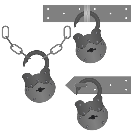 Set of vintage door locks. The illustration on a white background.のイラスト素材