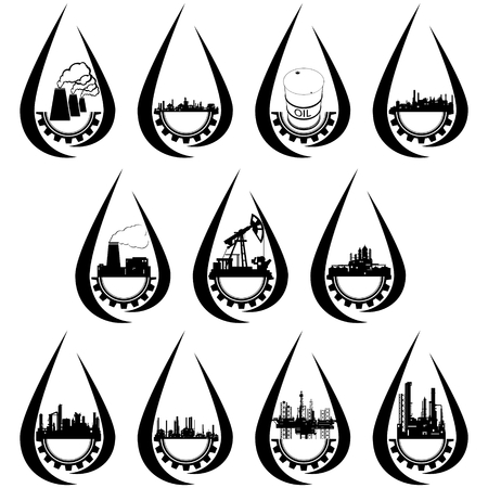 Set the petroleum industry icons. The illustration on a white background.のイラスト素材