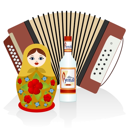 Soviet-made goods which are associated with the Soviet Union. The illustration on a white background.のイラスト素材