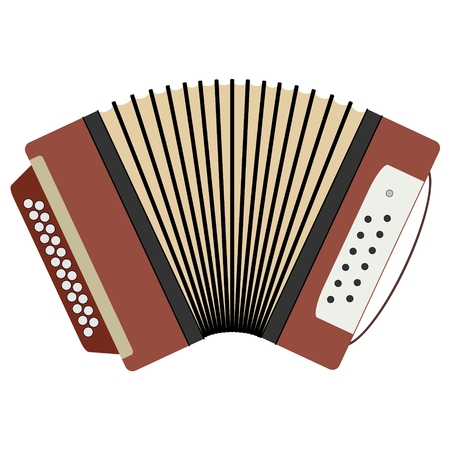 Accordion, Russian national musical instrument. The illustration on a white background.のイラスト素材