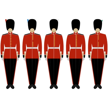 Soldiers of the Royal British Guard. The illustration on a white background.のイラスト素材