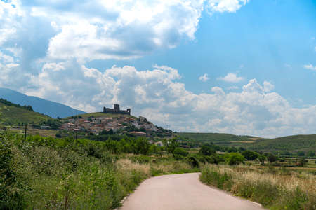 Landscape of the village of Trasmoz with the castle on top of the mountain that has given rise to legends about witches and covens being the only Spanish village officially cursed and excommunicated by the Catholic Church (Zaragoza, Spain)のeditorial素材