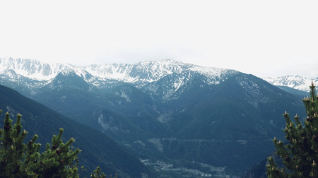 Amazing view landscape snowy winter mountains backgroundの写真素材