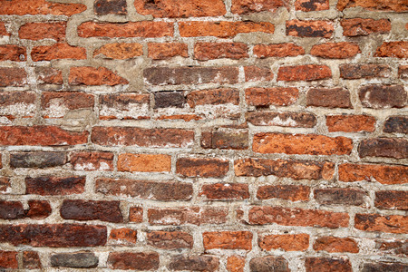 background and texture concept - close up of brick old wall, abstract photoの写真素材