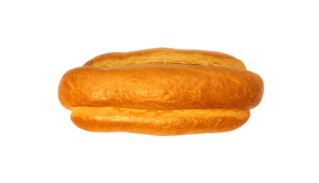 Loaf of white bread with golden crust isolated on white backgroundの写真素材