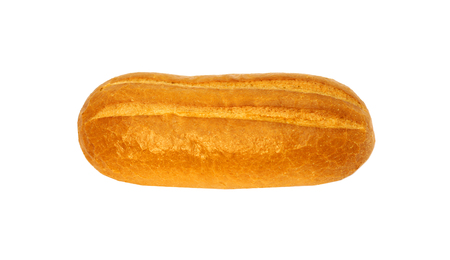 Loaf of white bread with golden crust isolated on white backgroundの写真素材