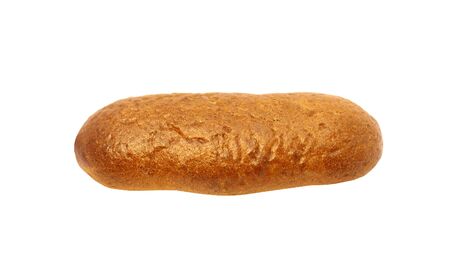Loaf of white bread with golden crust isolated on white backgroundの写真素材