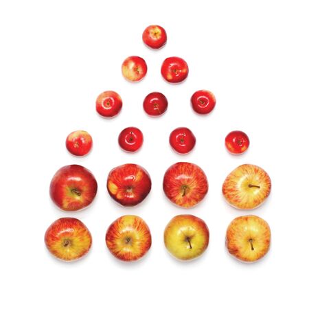 Apples in the shape of house isolated on white backgroundの写真素材