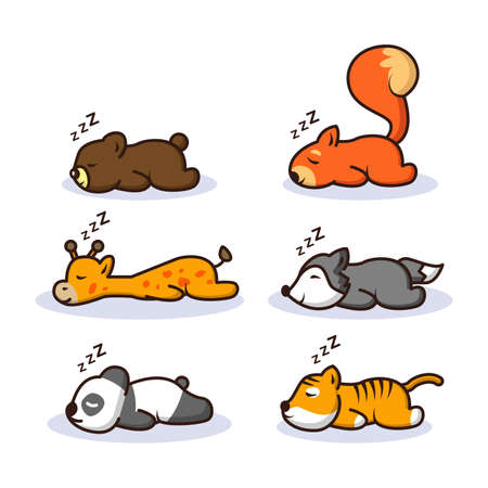 Set of cute sleeping animal collectionのイラスト素材