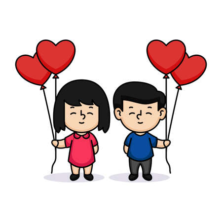 A cute of couple kids in Valentine's Dayのイラスト素材