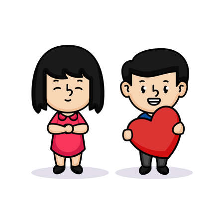 A cute of couple kids in Valentine's Dayのイラスト素材