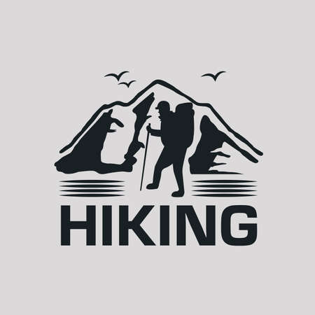 Retro hiking logo design badgeのイラスト素材