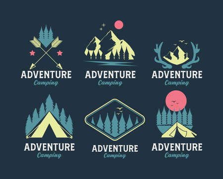 Set of simple retro adventure outdoor logo designのイラスト素材