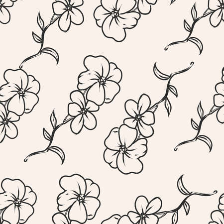 Hand drawn monochrome flower pattern designのイラスト素材