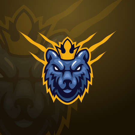 Wolf head e-sport logo designのイラスト素材