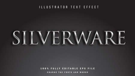 Silverware, 3D text effect typographic designのイラスト素材