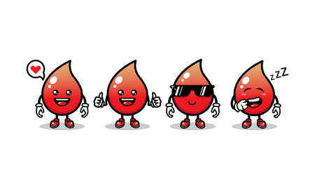 Set of Cute blood mascot design icon illustration vector templateのイラスト素材