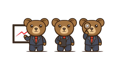 Cute business bear mascot design illustration vector template setのイラスト素材