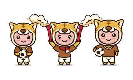 Tiger cute mascot soccer related design illustration vector setのイラスト素材