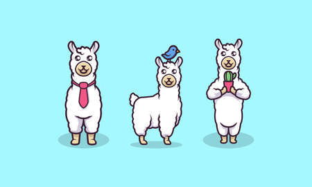 Cute llama Mascot vector illustrationのイラスト素材
