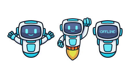 Cute futuristic tech robot mascot design illustration vector template