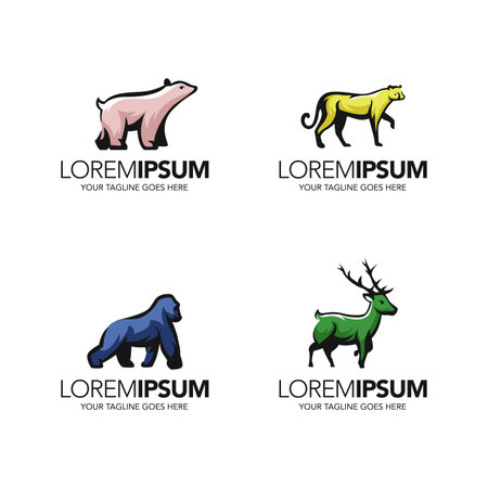 simple minimalist abstract line art wild animals logo designのイラスト素材