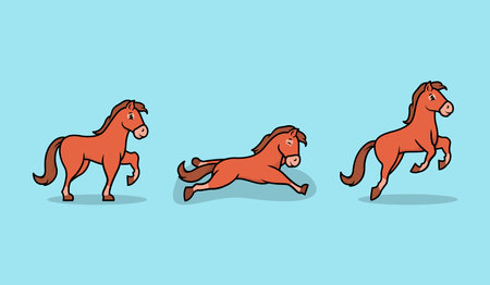 set of cute horse mascot design illustrationのイラスト素材