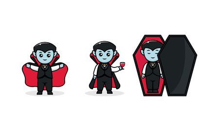 Cute Dracula kids costume Halloween mascot logo design illustrationのイラスト素材