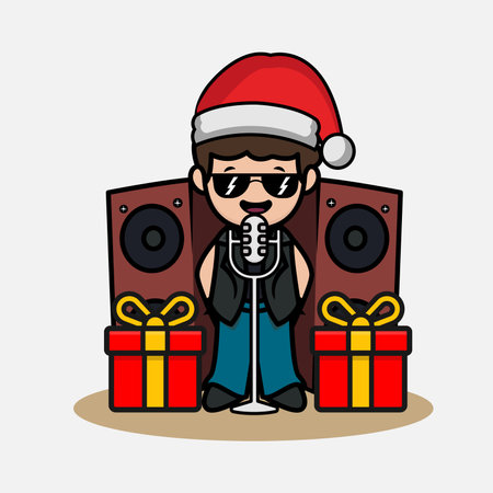 Cute Christmas mascot design illustrationのイラスト素材