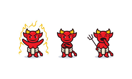 Set of cute baby devil mascot designのイラスト素材