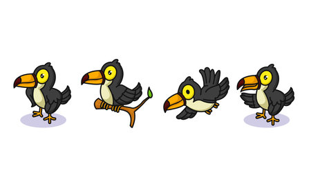 Set of cute Toucan birdsのイラスト素材