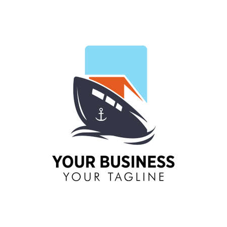 Cargo ship logo design templateのイラスト素材