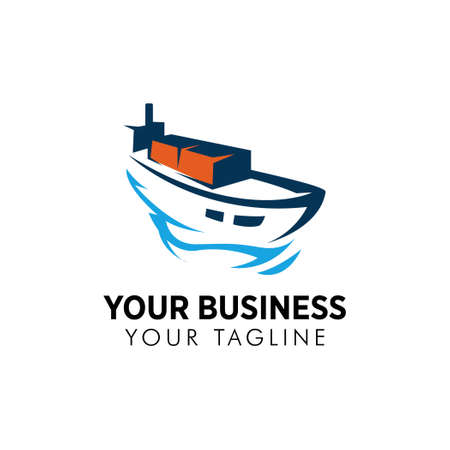 Cargo ship logo design templateのイラスト素材