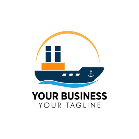 Cargo ship logo design templateのイラスト素材
