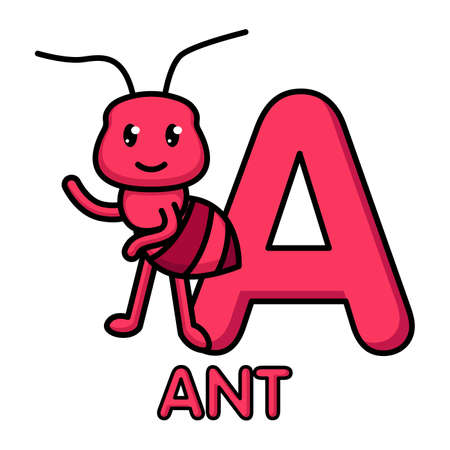 Animal alphabet A for Antのイラスト素材