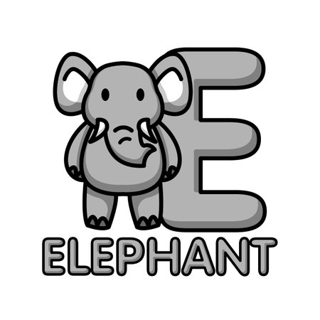 Animal alphabet E for Elephantのイラスト素材